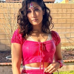 Classic Hot Pink Sequence Showgirl Top